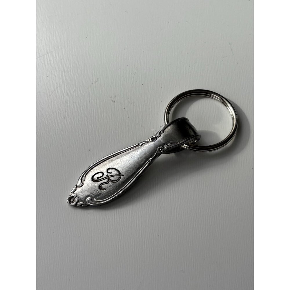 Handmade Monogram “R” Keychain Vintage Spoon Silverware